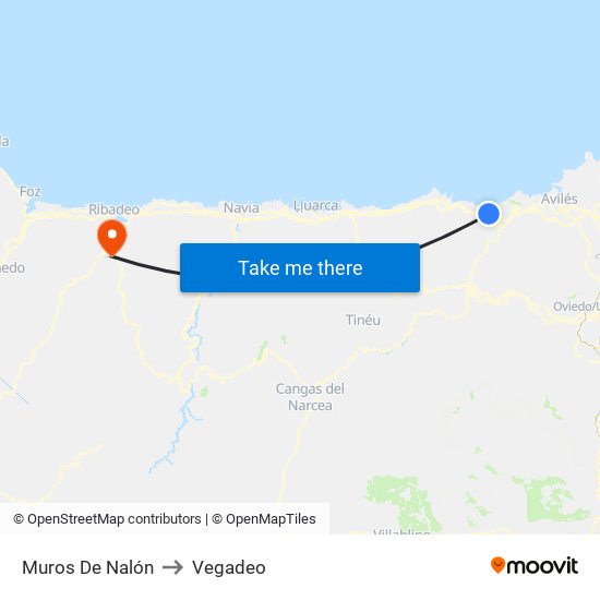 Muros De Nalón to Vegadeo map