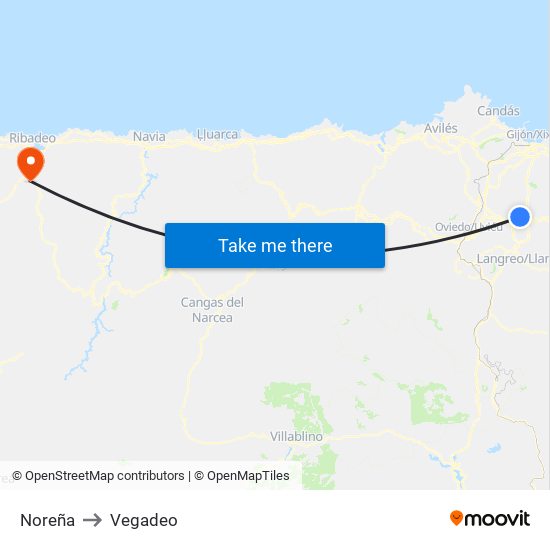 Noreña to Vegadeo map