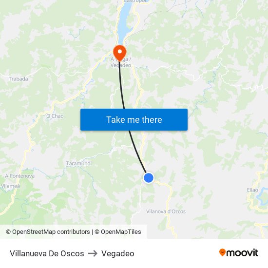 Villanueva De Oscos to Vegadeo map