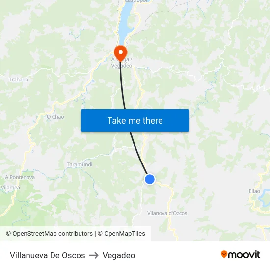 Villanueva De Oscos to Vegadeo map