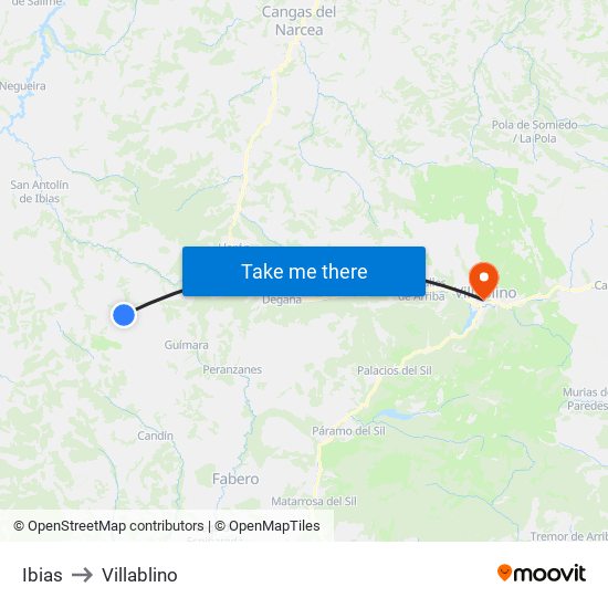 Ibias to Villablino map