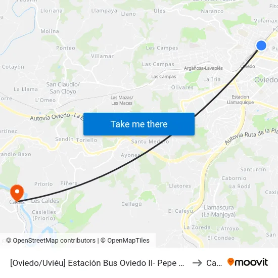 [Oviedo/Uviéu]  Estación Bus Oviedo Il- Pepe Cosmen [Cta 21470] to Caces map