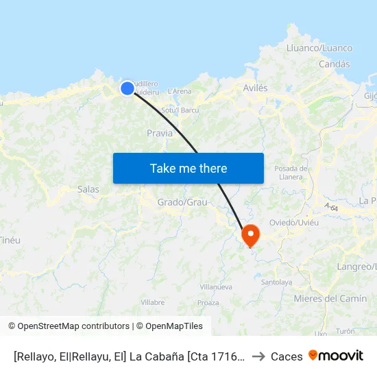 [Rellayo, El|Rellayu, El]  La Cabaña [Cta 17161] to Caces map
