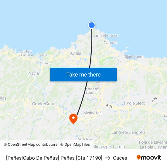 [Peñes|Cabo De Peñas]  Peñes [Cta 17190] to Caces map