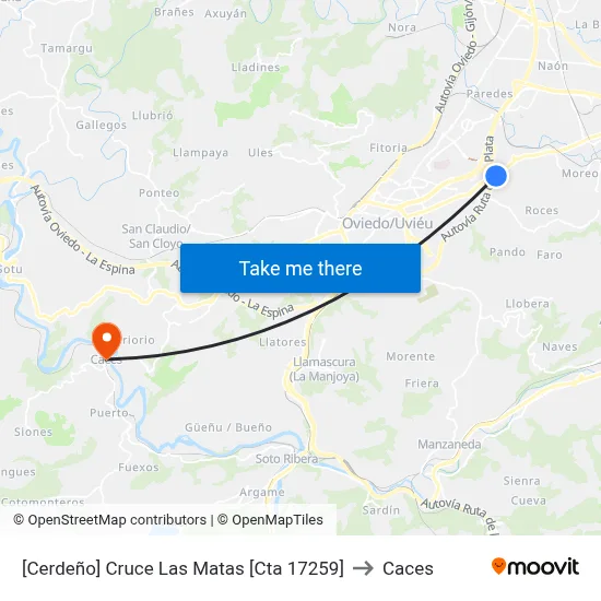 [Cerdeño]  Cruce Las Matas [Cta 17259] to Caces map