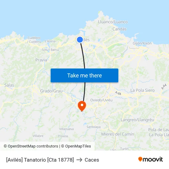 [Avilés]  Tanatorio [Cta 18778] to Caces map