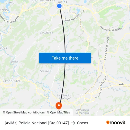 [Avilés]  Policia Nacional [Cta 00147] to Caces map