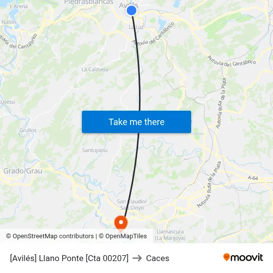 [Avilés]  Llano Ponte [Cta 00207] to Caces map