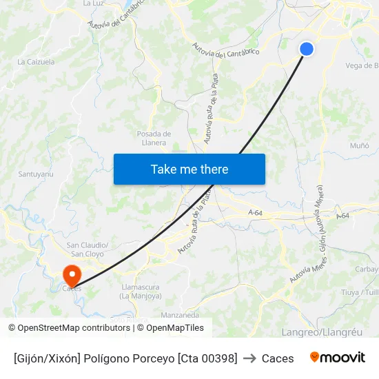 [Gijón/Xixón]  Polígono Porceyo [Cta 00398] to Caces map