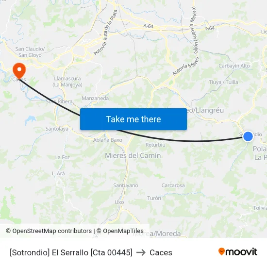 [Sotrondio]  El Serrallo [Cta 00445] to Caces map