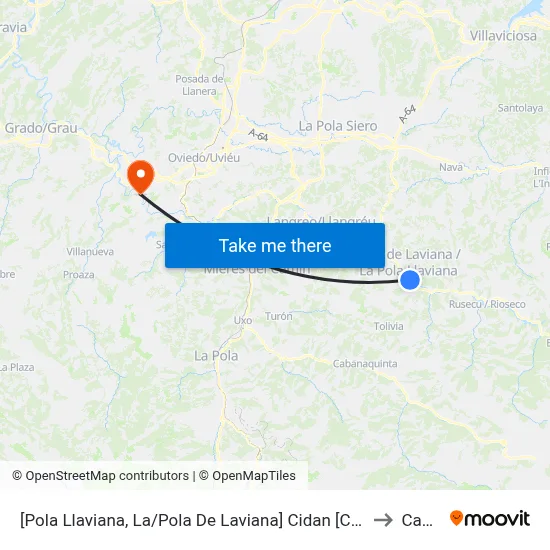 [Pola Llaviana, La/Pola De Laviana]  Cidan [Cta 00462] to Caces map