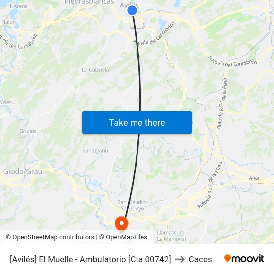 [Avilés]  El Muelle - Ambulatorio [Cta 00742] to Caces map