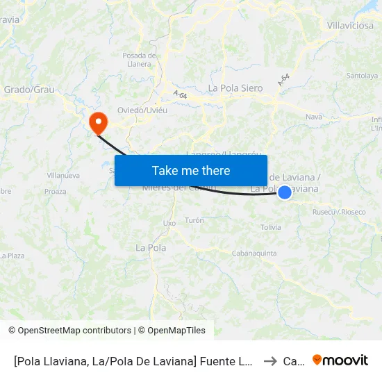 [Pola Llaviana, La/Pola De Laviana]  Fuente La Salud [Cta 00746] to Caces map