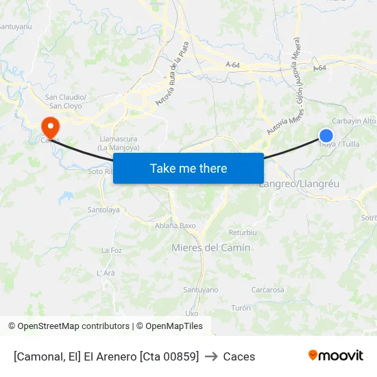 [Camonal, El]  El Arenero [Cta 00859] to Caces map