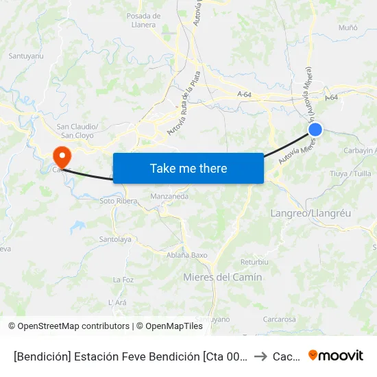 [Bendición]  Estación Feve Bendición [Cta 00879] to Caces map