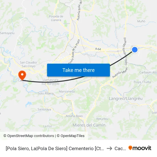 [Pola Siero, La|Pola De Siero]  Cementerio [Cta 00991] to Caces map
