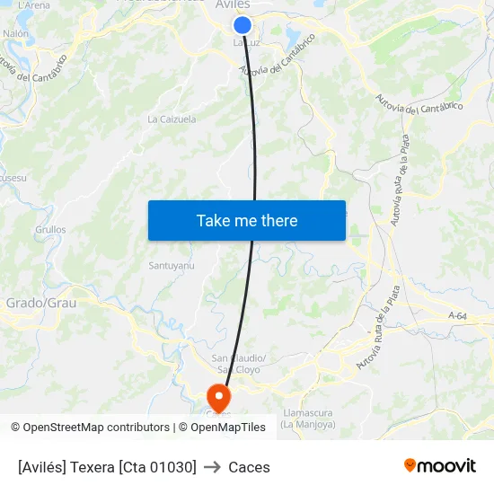 [Avilés]  Texera [Cta 01030] to Caces map