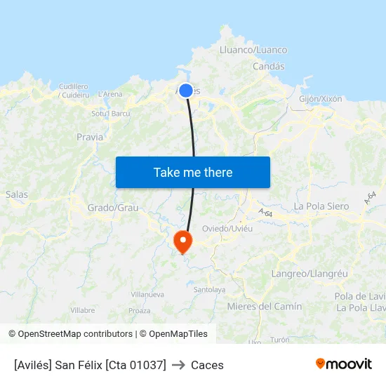 [Avilés]  San Félix [Cta 01037] to Caces map