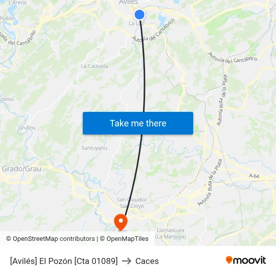 [Avilés]  El Pozón [Cta 01089] to Caces map