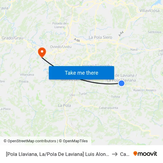 [Pola Llaviana, La/Pola De Laviana]  Luis Alonso [Cta 01190] to Caces map