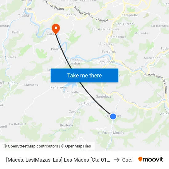 [Maces, Les|Mazas, Las]  Les Maces [Cta 01580] to Caces map