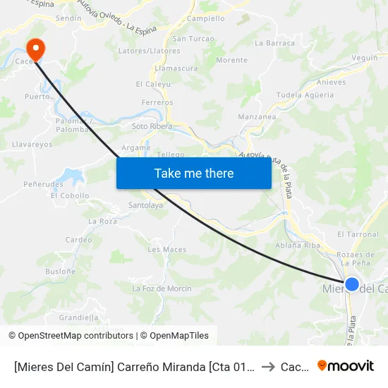 [Mieres Del Camín]  Carreño Miranda [Cta 01589] to Caces map