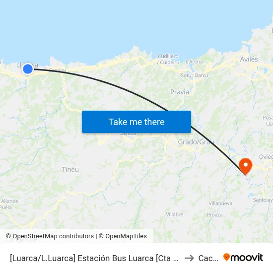 [Luarca/L.Luarca]  Estación Bus Luarca [Cta 01772] to Caces map