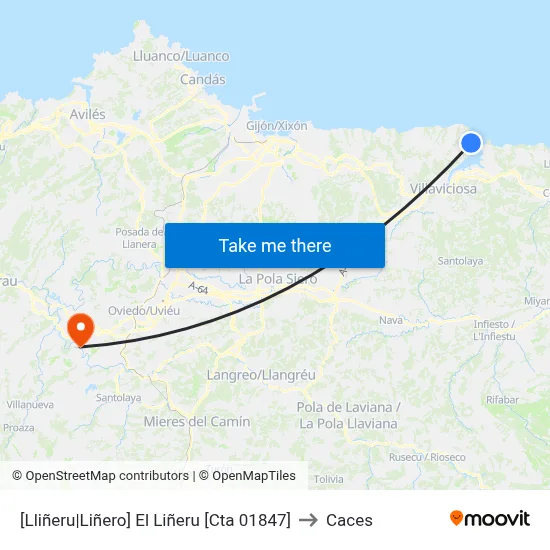 [Lliñeru|Liñero]  El Liñeru [Cta 01847] to Caces map