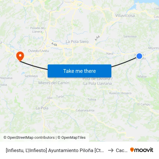 [Infiestu, L'|Infiesto]  Ayuntamiento Piloña [Cta 01934] to Caces map
