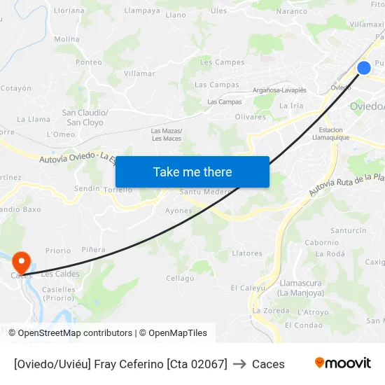[Oviedo/Uviéu]  Fray Ceferino [Cta 02067] to Caces map