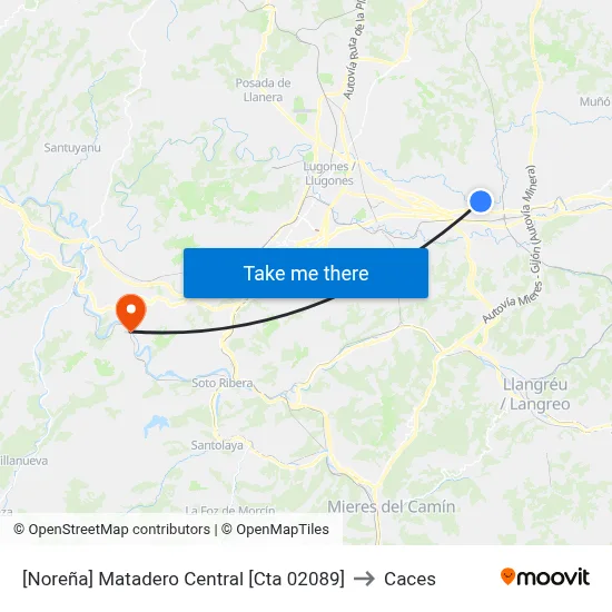 [Noreña]  Matadero Central [Cta 02089] to Caces map