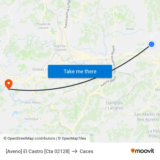 [Aveno]  El Castro [Cta 02128] to Caces map