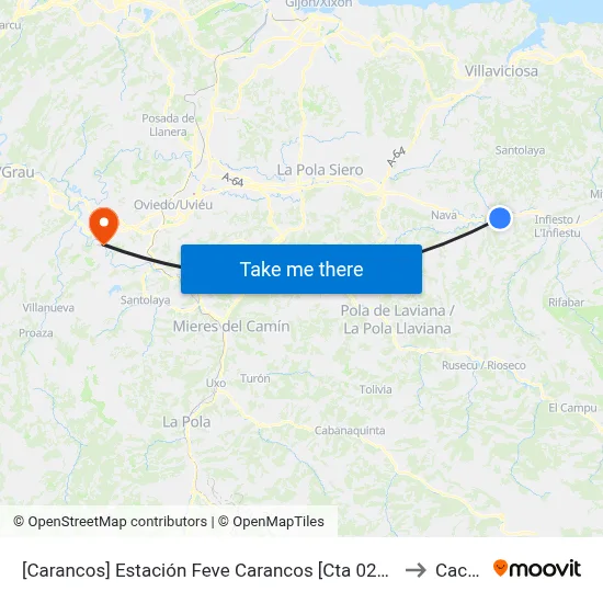 [Carancos]  Estación Feve Carancos [Cta 02160] to Caces map
