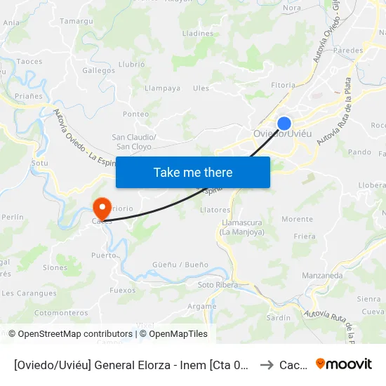 [Oviedo/Uviéu]  General Elorza - Inem [Cta 02287] to Caces map