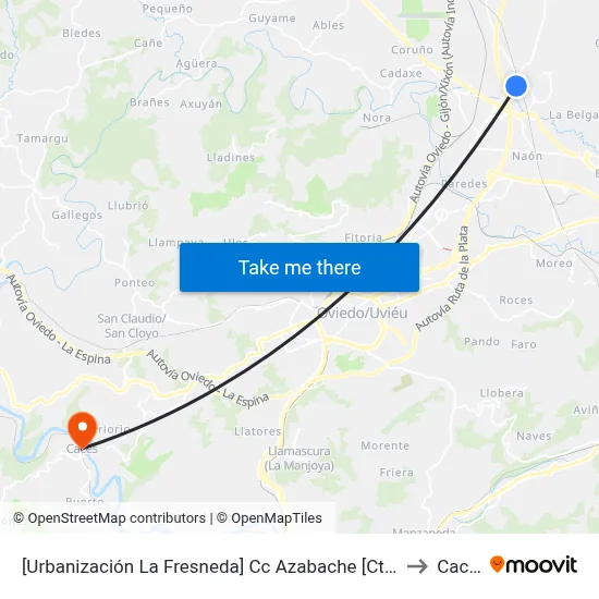 [Urbanización La Fresneda]  Cc Azabache [Cta 02334] to Caces map