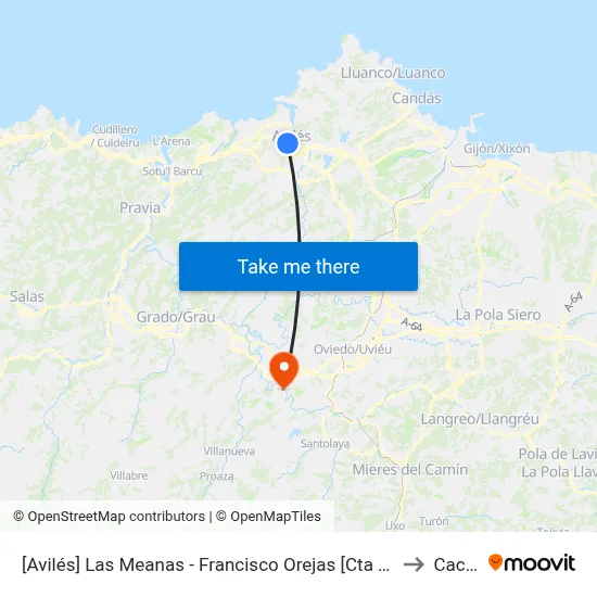 [Avilés]  Las Meanas - Francisco Orejas [Cta 02462] to Caces map
