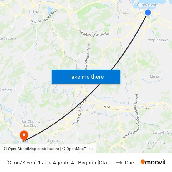 [Gijón/Xixón]  17 De Agosto 4 - Begoña [Cta 02552] to Caces map