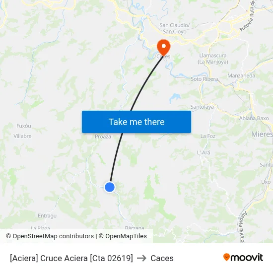 [Aciera]  Cruce Aciera [Cta 02619] to Caces map