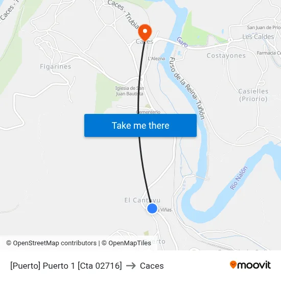 [Puerto]  Puerto 1 [Cta 02716] to Caces map