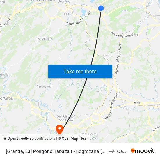 [Granda, La]  Polígono Tabaza I - Logrezana [Cta 02825] to Caces map