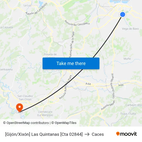 [Gijón/Xixón]  Las Quintanas [Cta 02844] to Caces map