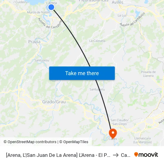 [Arena, L'|San Juan De La Arena]  L'Arena - El Pico [Cta 02919] to Caces map