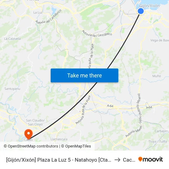 [Gijón/Xixón]  Plaza La Luz 5 - Natahoyo [Cta 02943] to Caces map