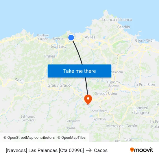 [Naveces]  Las Palancas [Cta 02996] to Caces map