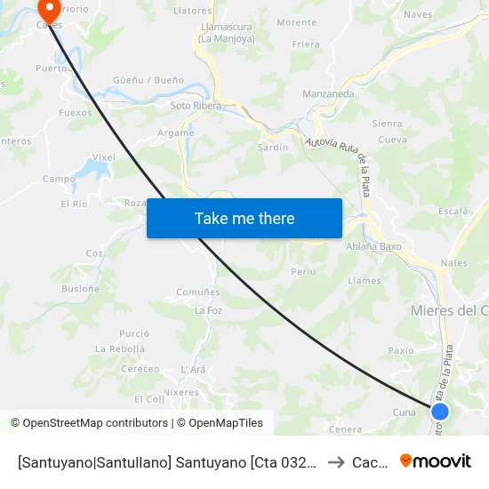 [Santuyano|Santullano]  Santuyano [Cta 03211] to Caces map