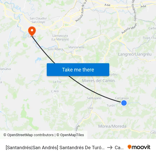 [Santandrés|San Andrés]  Santandrés De Turón [Cta 03252] to Caces map