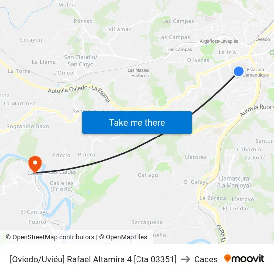 [Oviedo/Uviéu]  Rafael Altamira 4 [Cta 03351] to Caces map