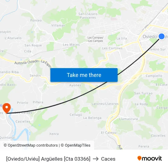 [Oviedo/Uviéu]  Argüelles [Cta 03366] to Caces map