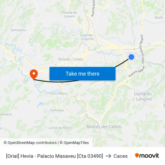 [Orial]  Hevia - Palacio Masaveu [Cta 03490] to Caces map