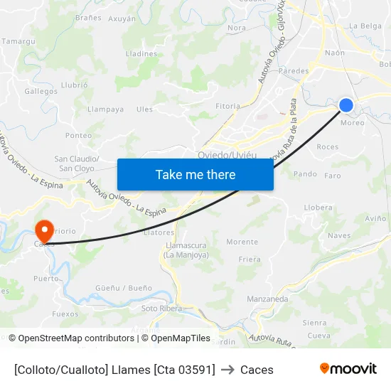 [Colloto/Cualloto]  Llames [Cta 03591] to Caces map